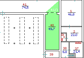 Premise the area of 58.6 sq. m.