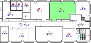 Premise the area of 98.3 sq. m.