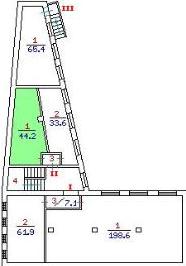 Premise the area of 44.2 sq. m.